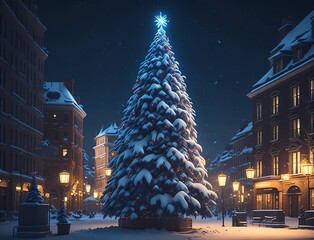 christmas tree, christmas celebration in the street, christmas wallpaper, winter holidays