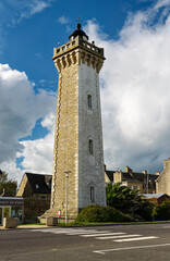 Fototapeta premium Roscoff Lighthouse, built 1915, overlooks the harbour of Roscoff. Finistere, Brittany, France