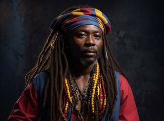 portrait of Jamaican man with dreadlocks 
