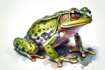 Naklejka premium Watercolor frog illustration on white background