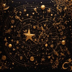 Fototapeta na wymiar image on the theme of astrology and zodiac signs, sun and moon, space and stars. AI generated