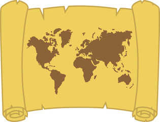 Illustration of old paper world map.