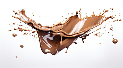 Chocolate splash isolated on white background. Generative Ai
