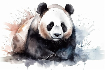 Fototapety  Watercolor panda illustration on white background