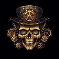 steampunk pirate skull logo  - generative AI