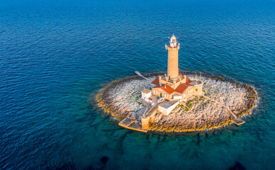 A picturesque lighthouse in the Adriatic sea.