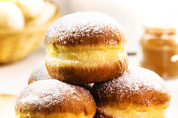 sweet bread with sugar cream and egg, called Brazilian fried donut called bakery 