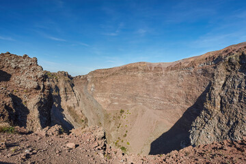 Vesuvius volcano crater next to Naples in a summer day