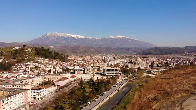 Berat Albania, aerial cityscape views