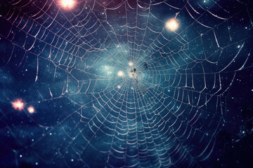 Starry Skies and Intricate Spider's Web Created with Generative AI