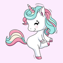 Obraz na płótnie Canvas cute unicorn pony rainbow vector drawing