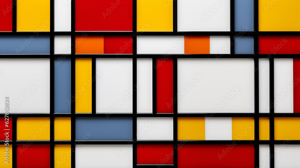 Poster A vibrant geometric pattern of squares and rectangles