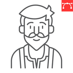 Fototapeta premium Bavarian man line icon, oktoberfest and festival people, bartender vector icon, smiling man vector graphics, editable stroke outline sign, eps 10.
