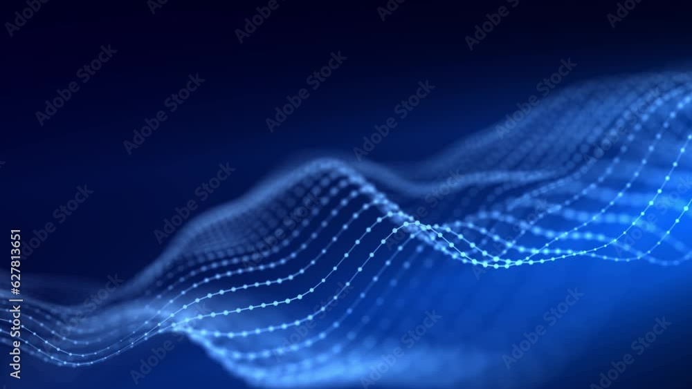 Poster futuristic wave of smooth lines.wire network technologies.cyber security background. 3d rendering.
