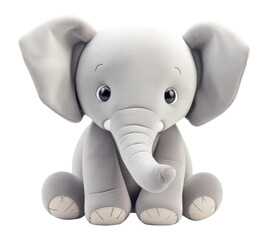 Cute Elephant Stuffed Toy Isolated on Transparent Background
