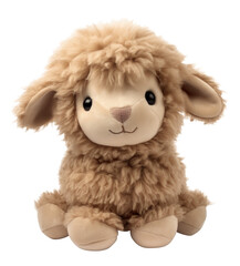 Cute Sheep Stuffed Toy Isolated on Transparent Background
