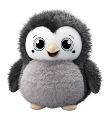 Cute Penguin Stuffed Toy Isolated on Transparent Background
