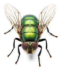 Common Green Bottle Fly Top View Isolated on Transparent Background
