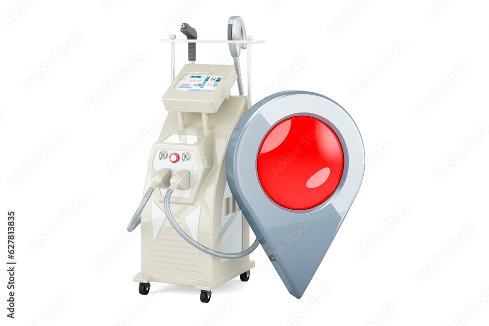 Aufkleber professional laser tattoo removal machine with map pointer. 3d rendering