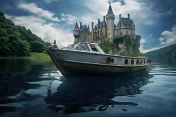 Naklejka premium castle in the boat. 