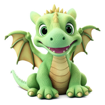 Cute Dragon Stuffed Toy Isolated on Transparent Background
