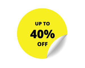 40% off round sticker sign. 40% off circle sticker banner, badge symbol vector illustration
