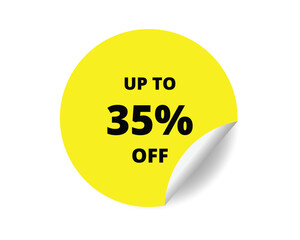 35% off round sticker sign. 35% off circle sticker banner, badge symbol vector illustration
