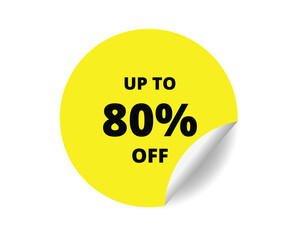 80% off round sticker sign. 80% off circle sticker banner, badge symbol vector illustration