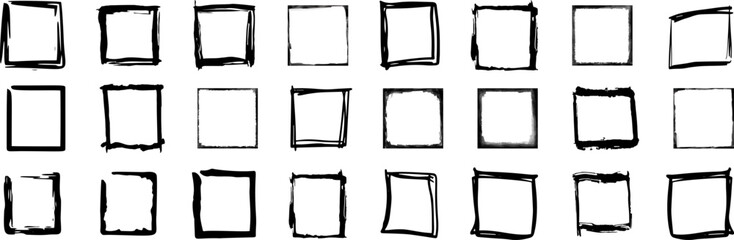 Hand drawn square frames in sketchy style. Doodle frames. - obrazy, fototapety, plakaty