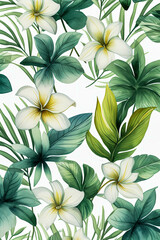 Generative AI Illustration of Background of flowers and plants with backgrounds of various colors