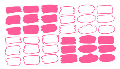 Obraz premium Vector set of isolated pink hand drawn banners