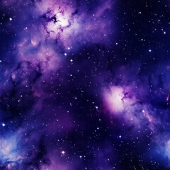 purple Outer Space seamless pattern with stars and an infinite galaxy