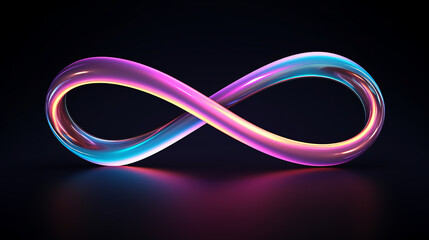 infinity symbol on black background, bright neon paint for logo, branding