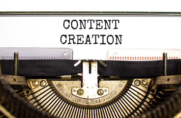 Time for content creation symbol. Concept words Content creation typed on beautiful old retro...