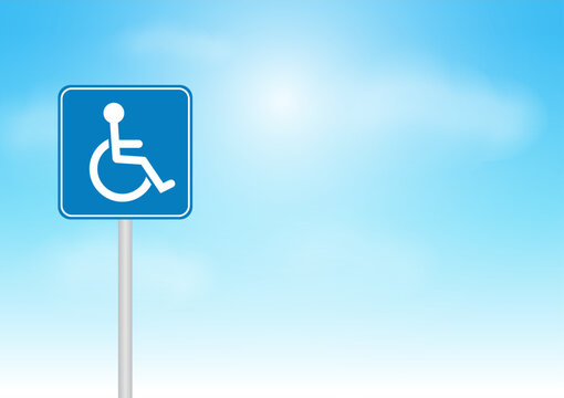 Disabled Parking Sign. Handicapped Parking Sign. Wheelchair Handicap Accessible Sign. Vector Illustration. 