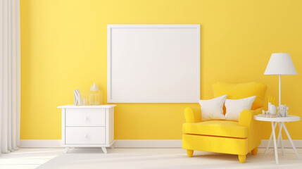 interior of a babies room with a sofa - yellow baby room