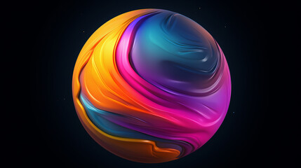 A vibrant and colorful sphere against a dark backdrop
