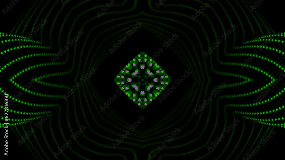 Poster kaleidoscope magical particles in a shape of a star. design. shiny multicolored particles forming di