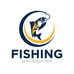 Fishing Logo Design Vector Illustration