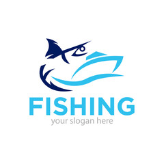 Fishing Logo Design Vector Illustration