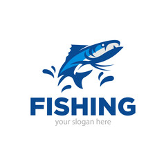Fishing Logo Design Vector Illustration