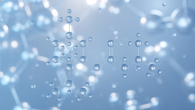 menthyl isovalerate molecular structure 3d, flat model, validolum, structural chemical formula view from a microscope