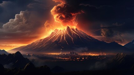 Powerful smoke and eruption of the largest volcano Generative AI