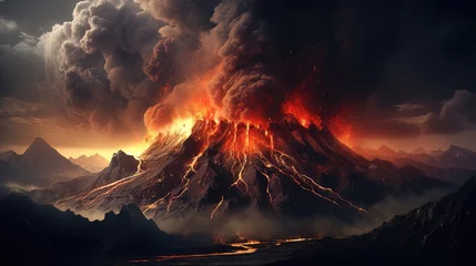 Foto op Canvas Powerful smoke and eruption of the largest volcano Generative AI © Terablete