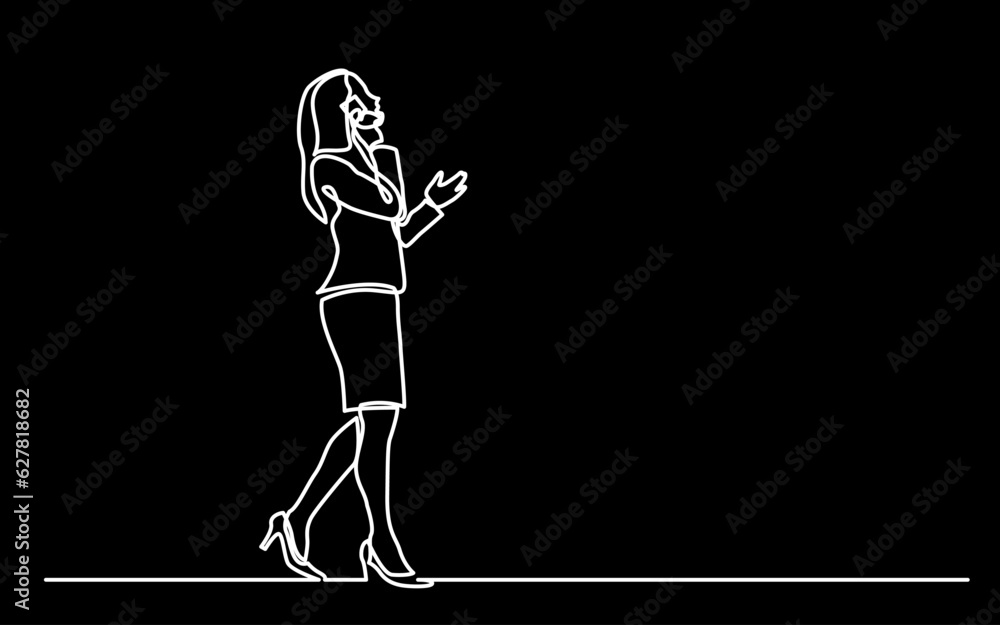 Poster continuous line drawing vector illustration with fully editable stroke of mobile phone usage digital