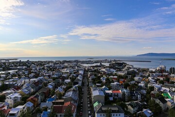  aerial view of view of the city of reykjavik the capital of iceland - obrazy, fototapety, plakaty