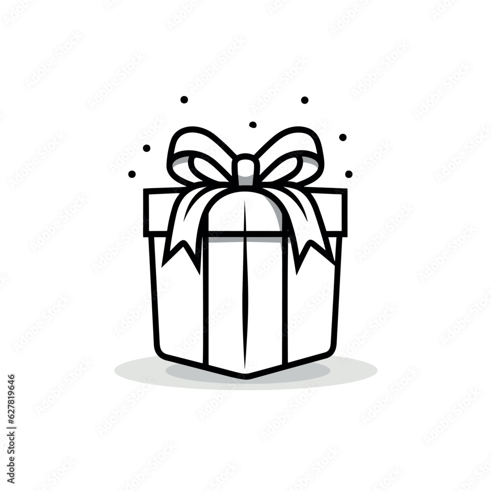 Poster icon of a gift box wrapped in a ribbon with a bow. a simple image of a closed box. empty texture. is