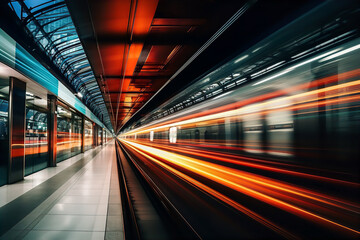 Fototapeta na wymiar Abstract Train Subway Underground Travel Public Transport Motion Blur