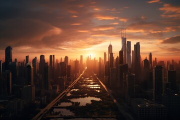 Cityscape photography with impressive skylines, Generative AI
