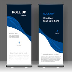 Roll up banner design vertical, for street business, brochure, infographics. modern x-banner and flag-banner advertising. vector illustration
